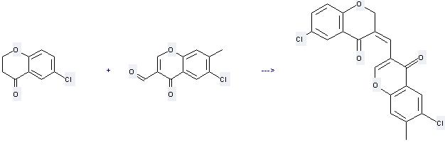 6-Chloro-3-formyl-7-methylchromone can react with 6-Chloro-chroman-4-one to get 6-Chloro-3-(6-chloro-4-oxo-chroman-3-ylidenemethyl)-7-methyl-chromen-4-one.